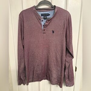 U.S. Polo Assn. Men's Maroon Long Sleeve Henley